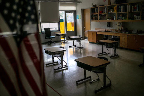 dark, empty classroom