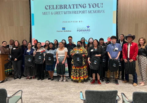 Recipients of college scholarships from Education Forward Arizona and Freeport-McMoRan pose for a photo. (Photo courtesy of Duality Public Relations)