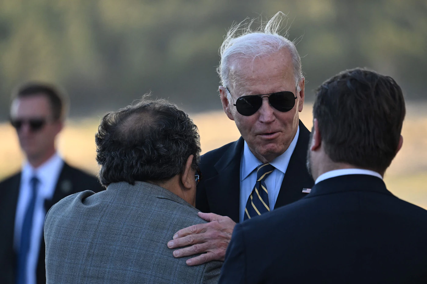 US President Joe Biden is greeted as he arrives at Grand Canyon National Park Airport in Grand Canyon Village, Arizona, on August 7, 2023. (Photo by Jim WATSON / AFP) (Photo by JIM WATSON/AFP via Getty Images)