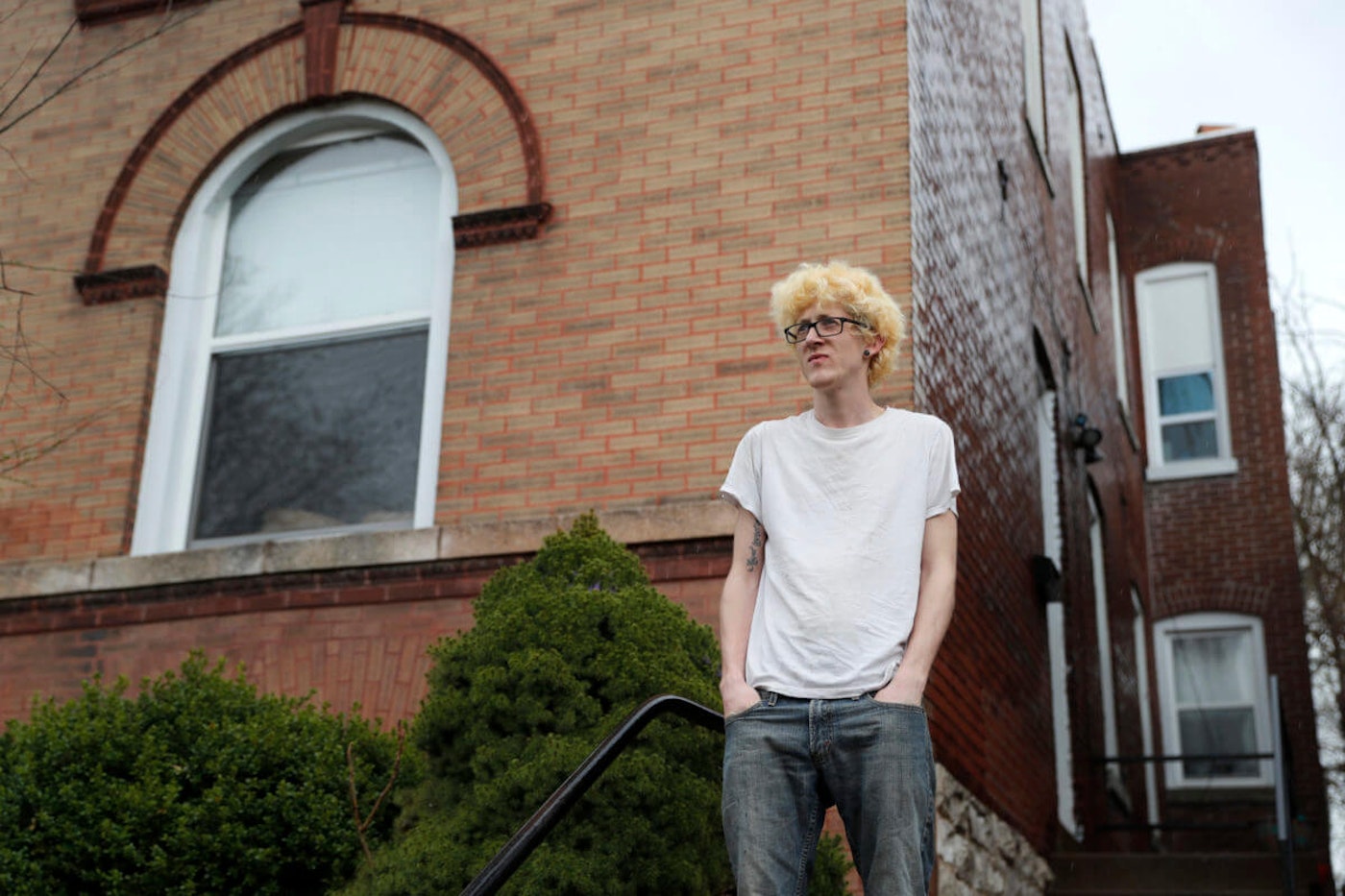 Rent Strikes Kyle Kofron poses for a photo outside his home in St. Louis. Kofron is advocating for a rent strike during the outbreak. (AP Photo/Jeff Roberson)