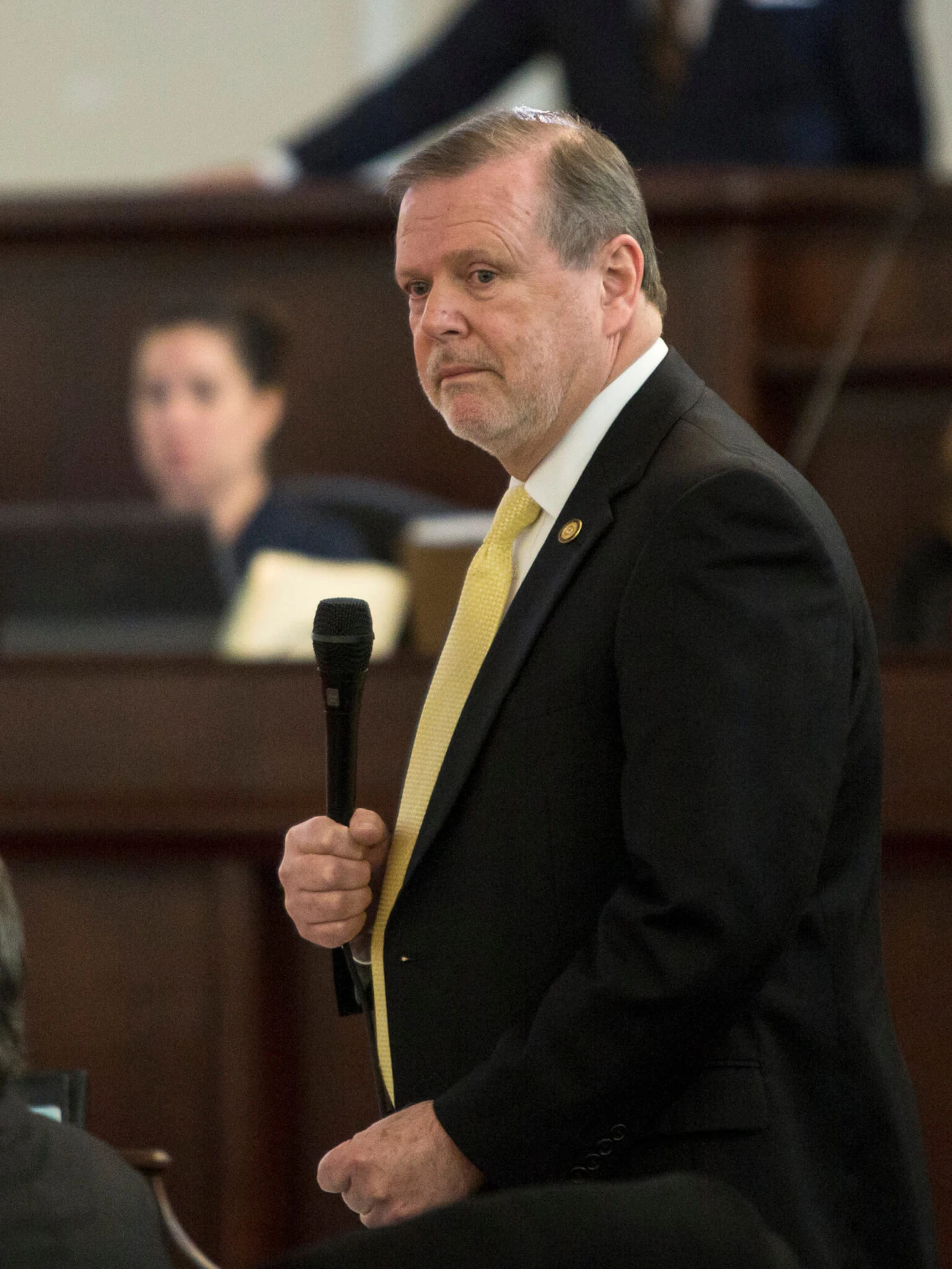 State Sen. Phil Berger speaks on the Senate floor in 2016. Medicaid expansion has re-emerged behind the scenes in the NC House, but Berger's chamber remains quiet. (AP Photo/Ben McKeown)