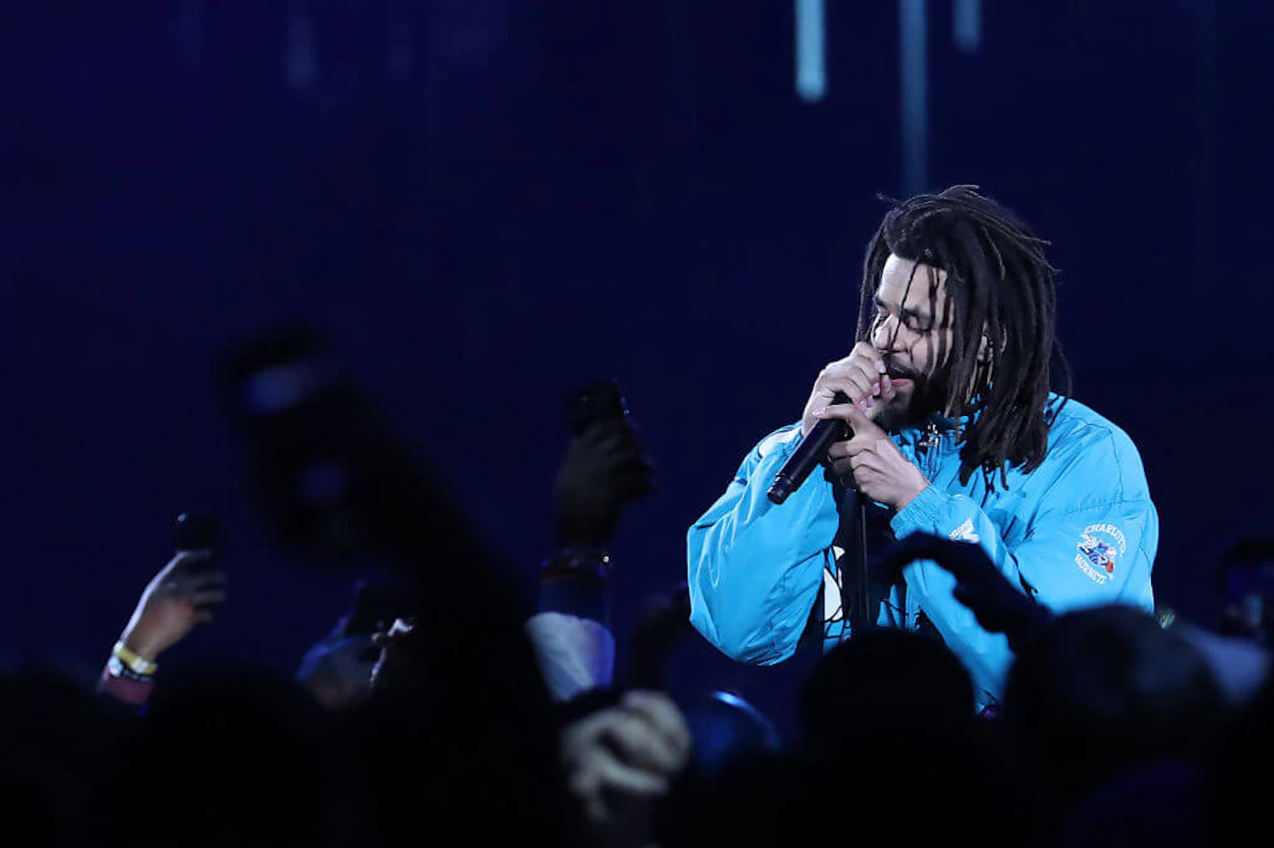 Rapper J. Cole performs during halftime during the NBA All-Star game in 2019 in Charlotte. Coronavirus forced the Fayetteville native to cancel his North Carolina music festival Dreamville in 2020. (Photo by Streeter Lecka/Getty Images)