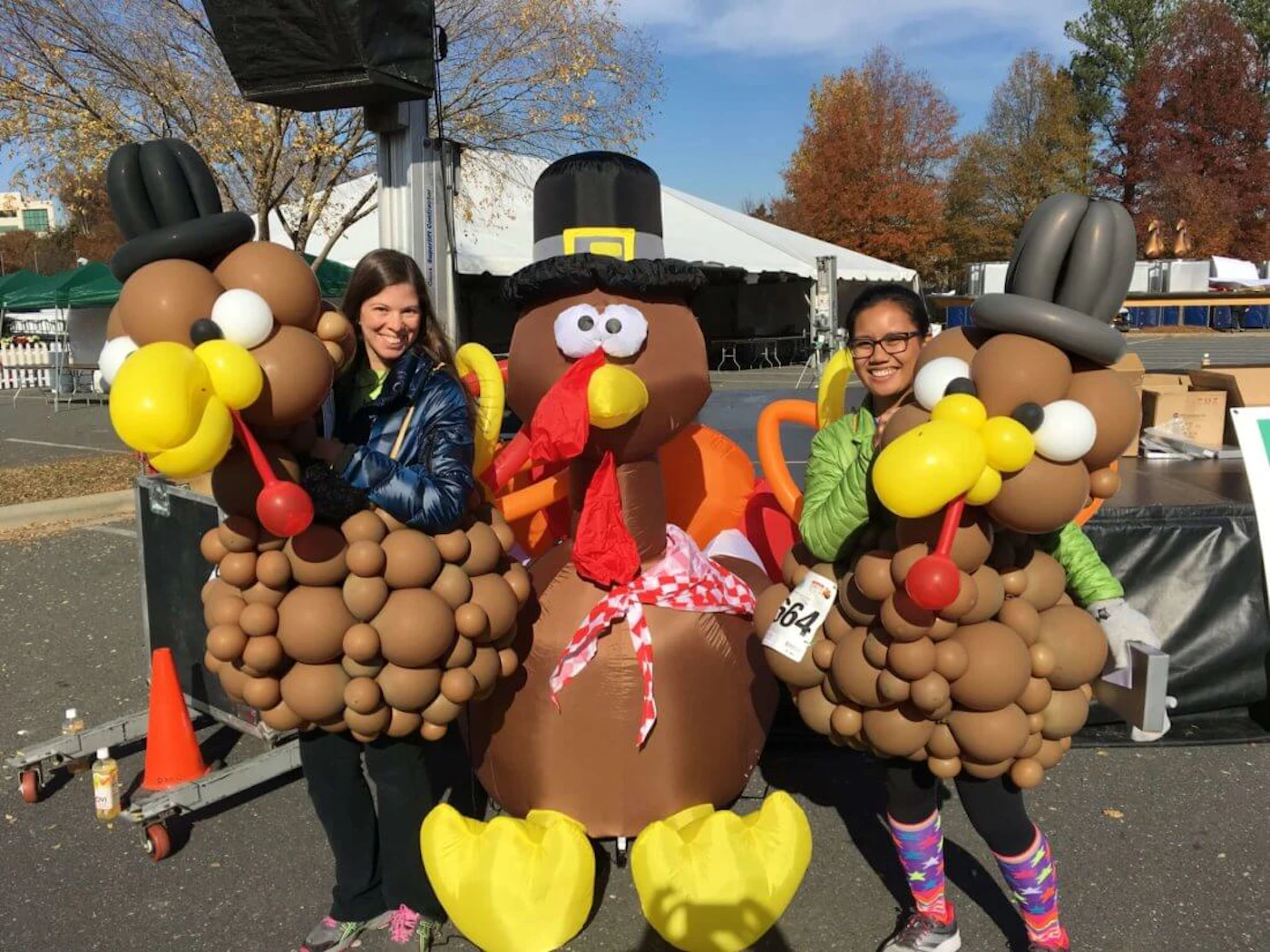 These two runners brought the Thanksgiving spirt at a prior Charlotte Turkey Trot (Image courtesy of Charlotte Turkey Trot.)