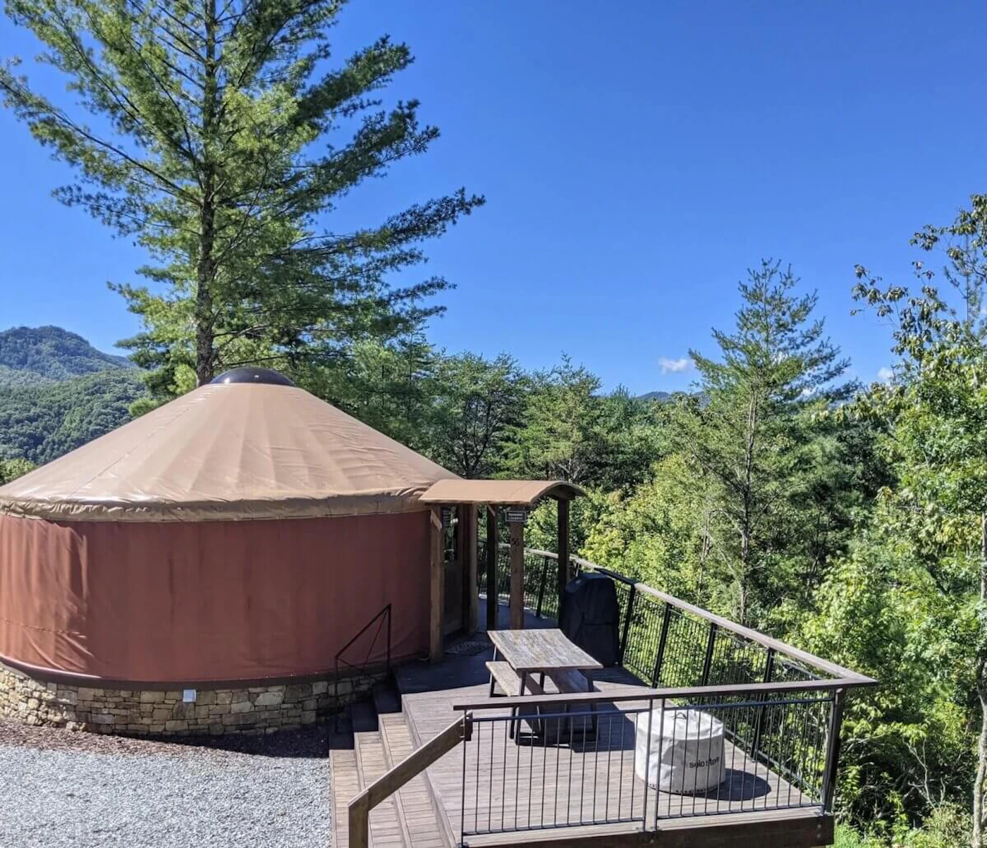 Sky Ridge Yurts in Bryson City features an upscale take on yurts, portable tents historically used by nomadic groups in Central Asia. (Image via Sky Ridge Yurts)