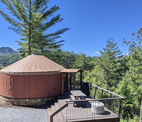 Sky Ridge Yurts in Bryson City features an upscale take on yurts, portable tents historically used by nomadic groups in Central Asia. (Image via Sky Ridge Yurts)
