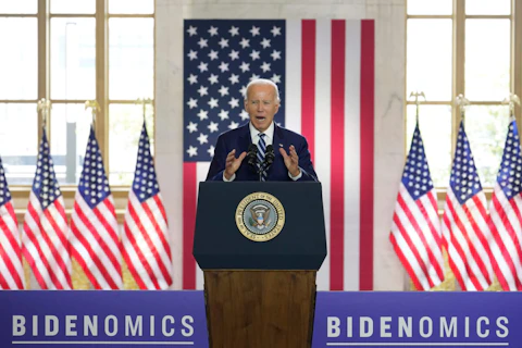 President Joe Biden delivers remarks on the economy, Wednesday, June 28, 2023, at the Old Post Office in Chicago. (AP Photo/Charles Rex Arbogast)