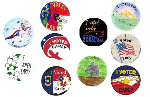 Here are the nominees for the new stickers given to Wake County voters during the Early Voting period. (Wake County Board of Elections.)