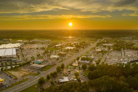 Sunset over Lumberton. Lumberton, part of Robeson County, is one of many towns caught up waiting for the state to fix long-standing education funding issues exposed in the Leandro lawsuit. (Shutterstock)