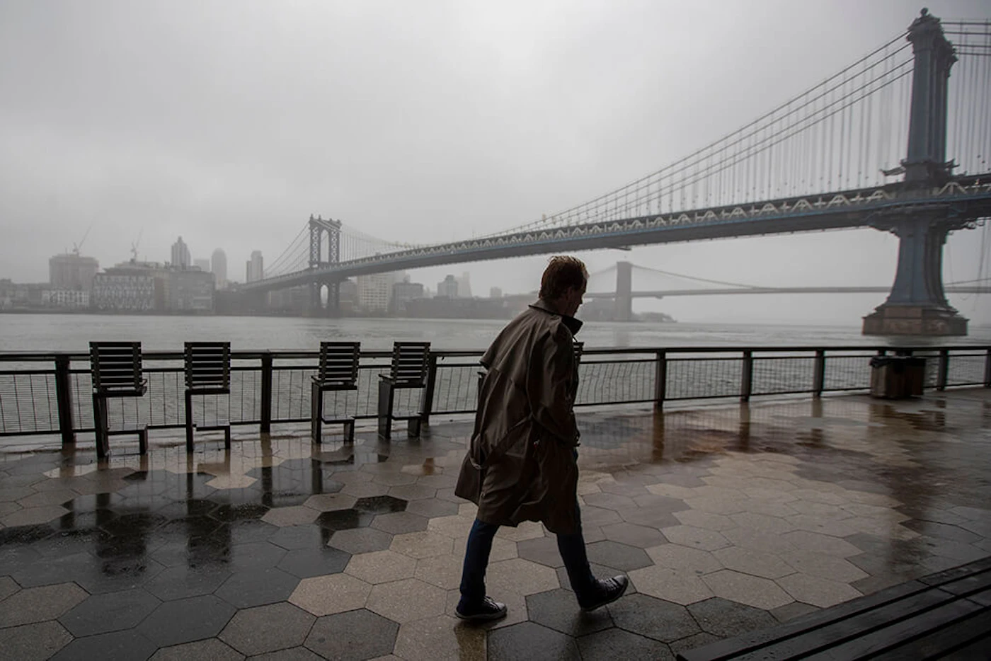 A man walk alone on the promenade under the FDR drive in Lower Manhattan, Sunday, March 29. New York Coronavirus