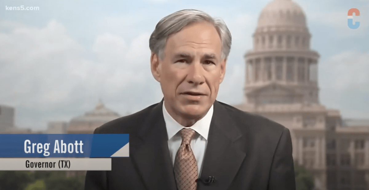 Texas Gov. Greg Abbott Image via screengrab