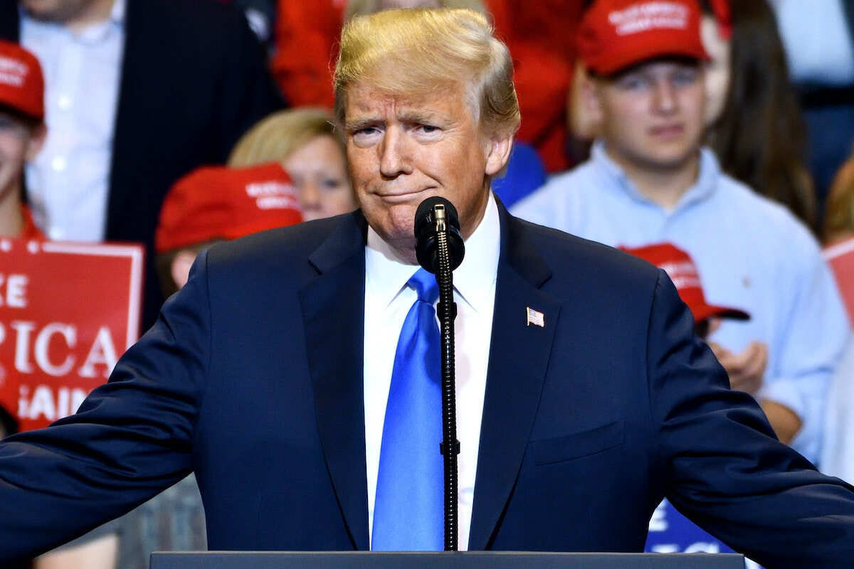 President Donald Trump speaking at a campaign rally in Wilkes-Barre, Pennsylvania on August 2, 2018.