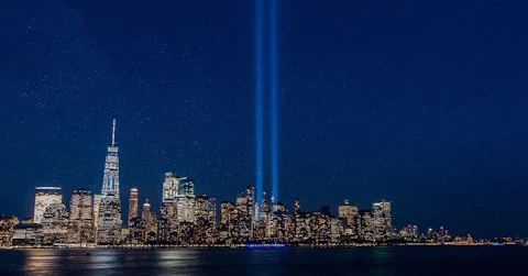 The 9/11 Tribute in Light over New York City (Shutterstock).