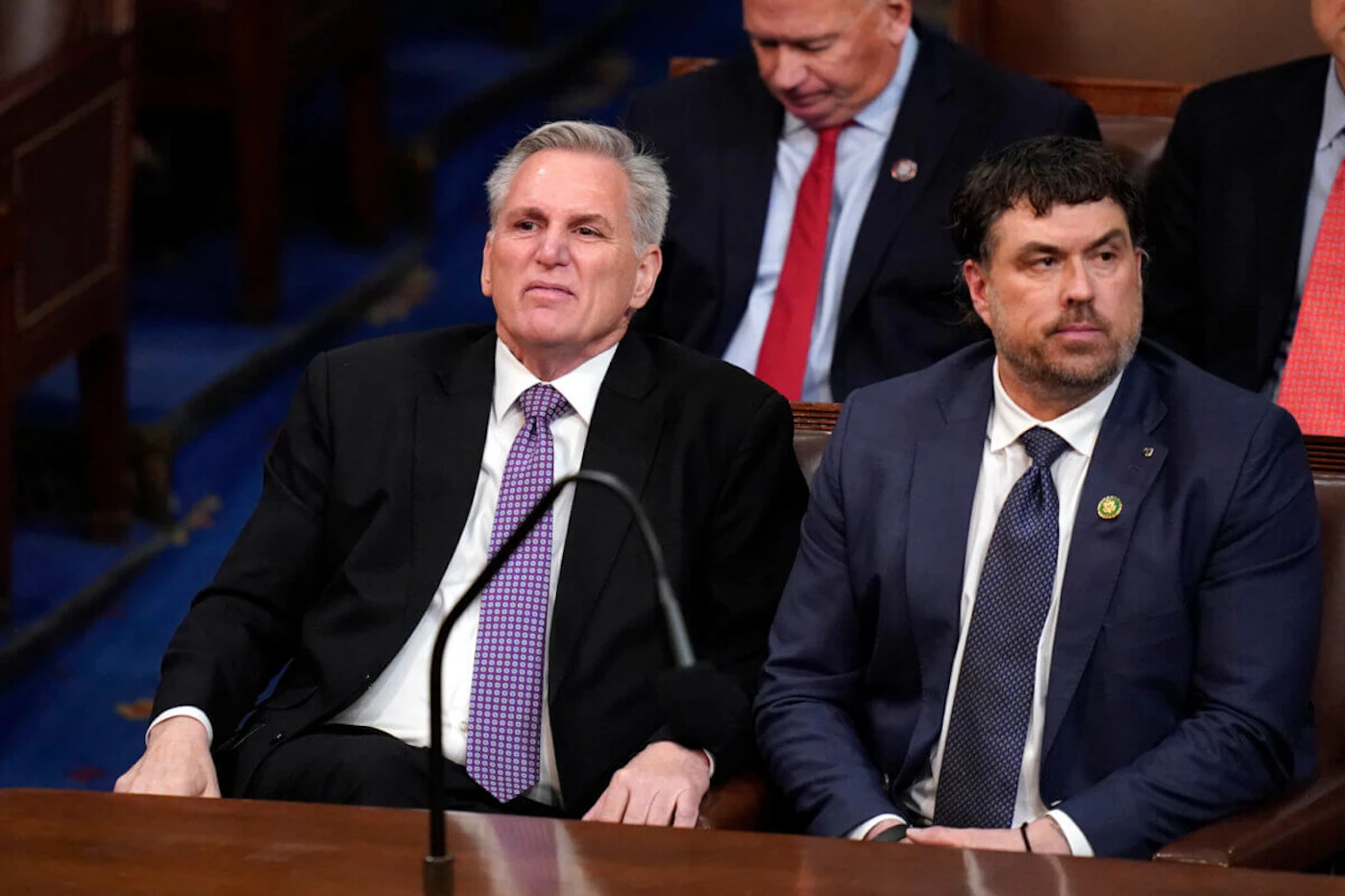 Rep. Kevin McCarthy, R-Calif., listens to the fifth round of votes in the House chamber as the House meets for a second day to elect a speaker and convene the 118th Congress in Washington, Wednesday, Jan. 4, 2023. (AP Photo/Alex Brandon)