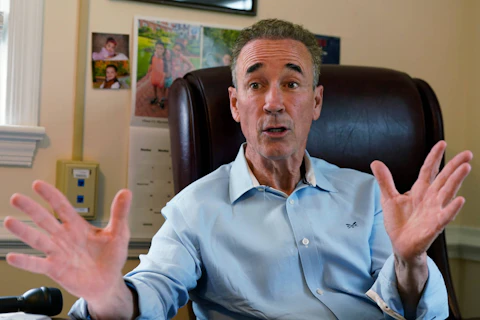 Virginia State Sen. Joe Morrissey gestures during an interview in his office Monday, May. 22, 2023, in Richmond, Va. Morrissey is being challenged in a Democratic primary for a newly redrawn senatorial district by former Delegate Lashrecse Aird. (Steve Helber)