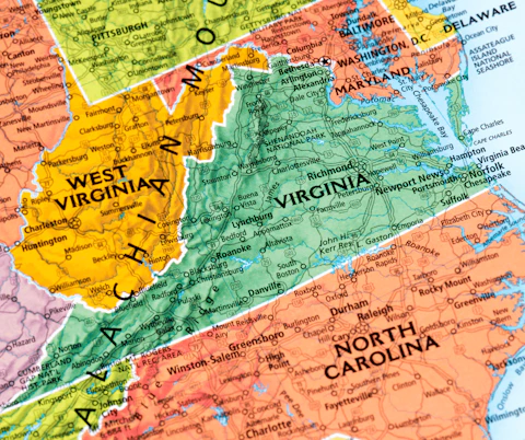 Map of Virginia: Getty Images Signature via Canva