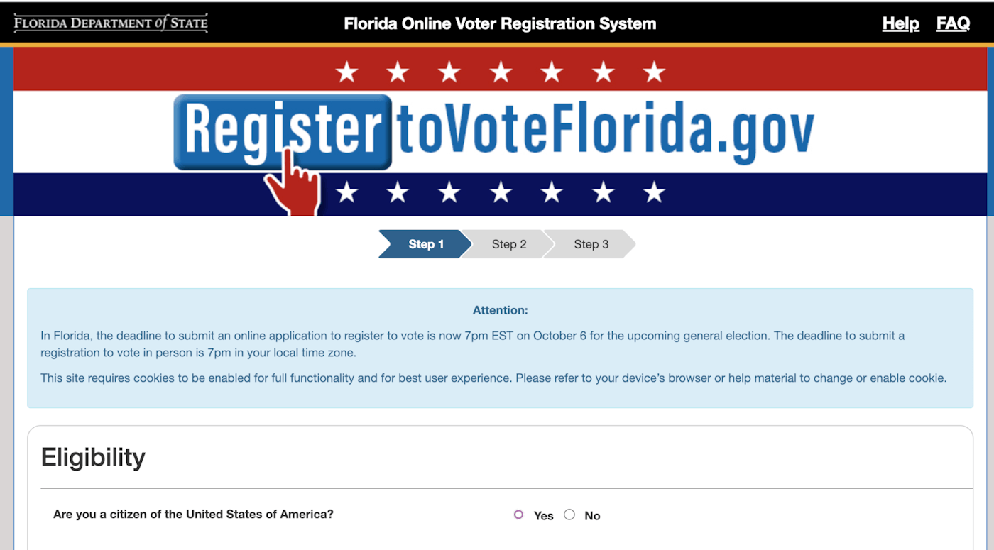 Late Monday night, people who visited RegisterToVoteFlorida.gov got a slow system response or error message. Florida-System-Down