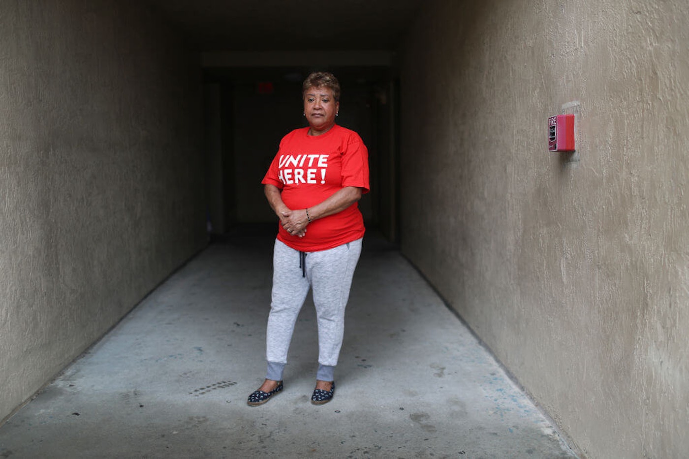Teresa Saenz, who worked at the Diplomat hotel, poses for a picture in her home on June 4, 2020 in Hallandale Beach, Florida. Saenz was laid off due to the hotel closing when the coronavirus pandemic hit. latinas-unemployment-rate