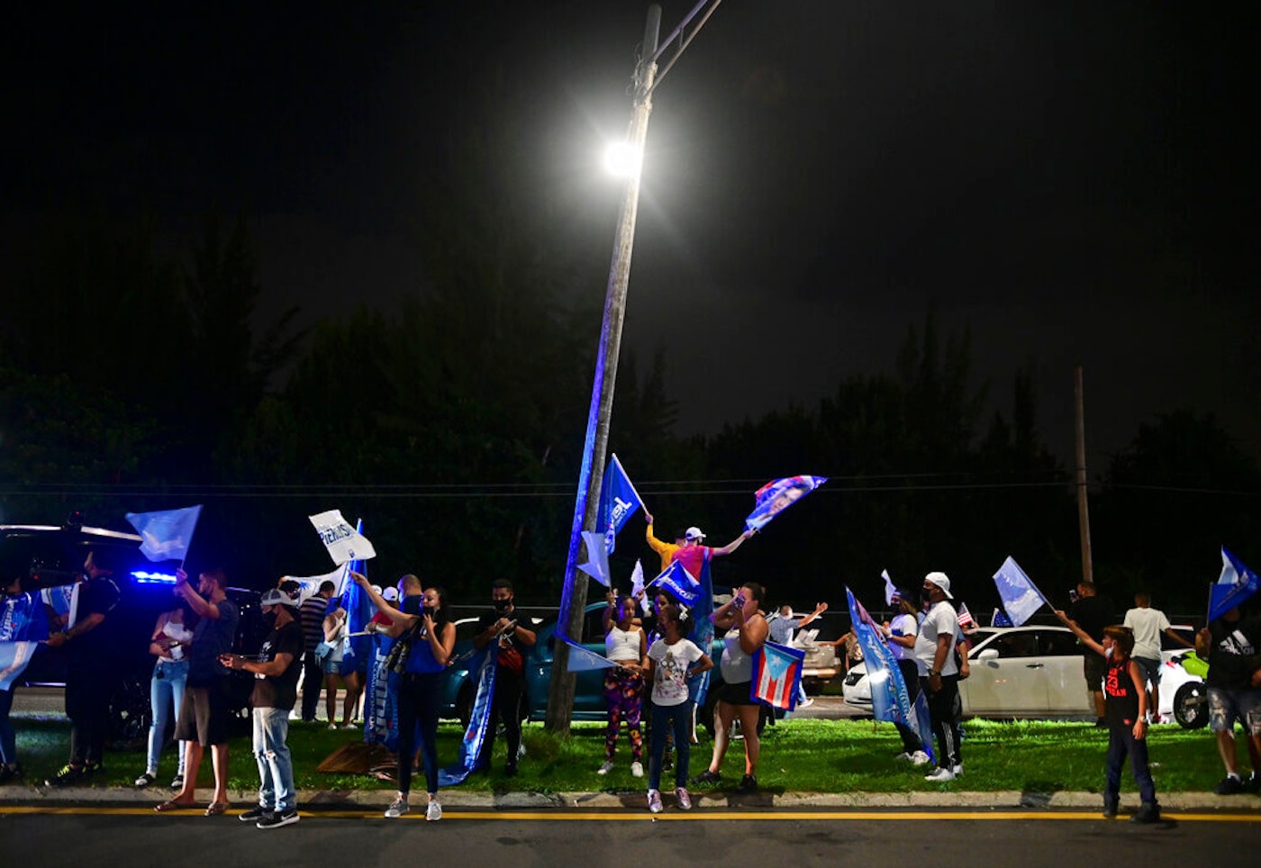 New Progressive Party supporters of gubernatorial candidate Pedro Pierluisi arrived to Vivo Beach Club to wait for the results of the Puerto Rican general elections on Nov. 3, 2020. Puerto Rico - General Elections