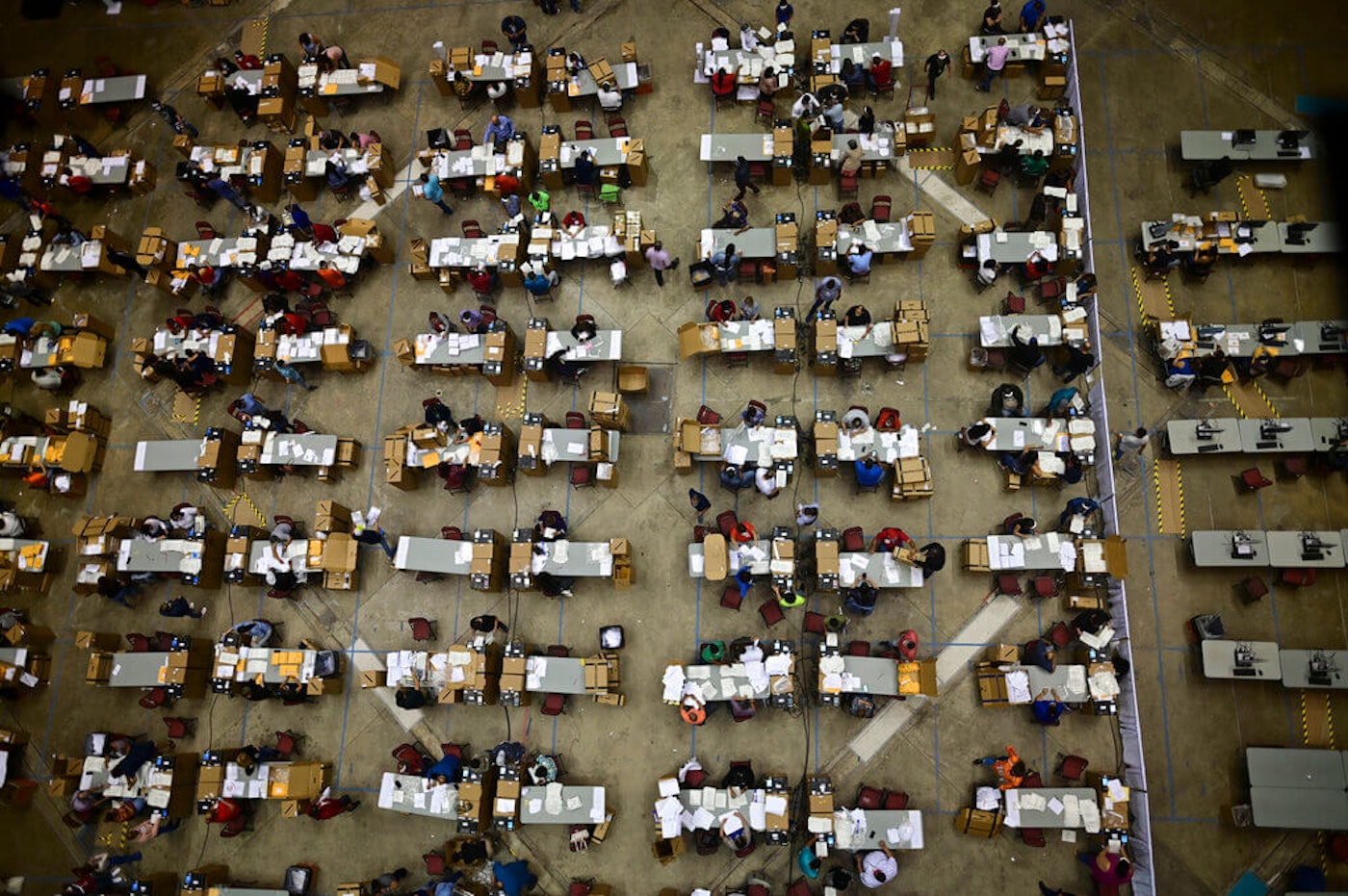 An additional 60 tables were set up in the Roberto Clemente Coliseum for officials to count the ballots today. Puerto Rico-Elections-Ballots