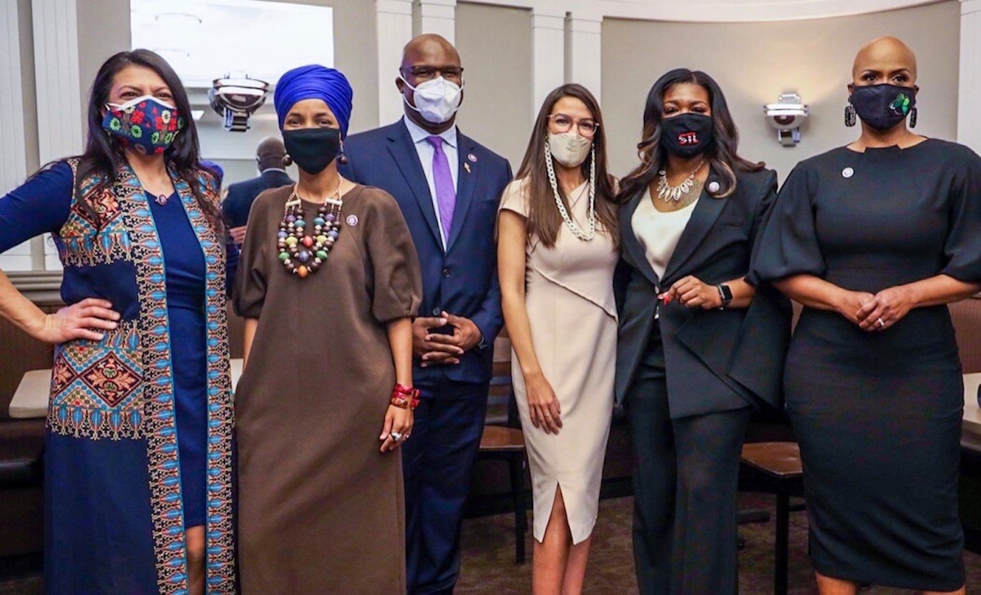 The new Squad includes first-time Democrat representatives: Jamaal Bowman of New York (third from left) and Cori Bush of Missouri (second from right). the-new-squad
