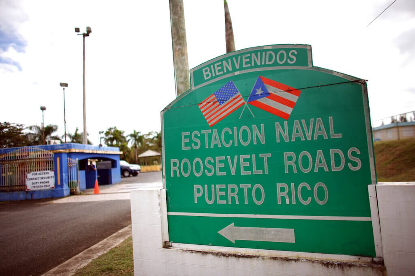In this photo from 2012, a welcome sign stands at the entrance of the former Roosevelt Roads Naval Station in Ceiba. The local Ports Authority has identified an opportunity to establish an aerospace port there. Ceiba-spaceport-aerospace