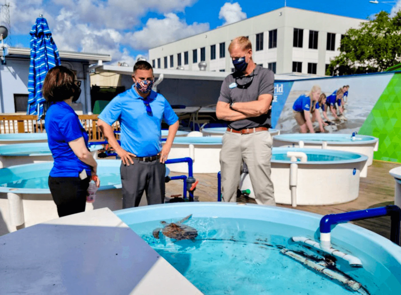 Rep. Darren Soto meets with manatee experts at SeaWorld Orlando. Darren-Soto