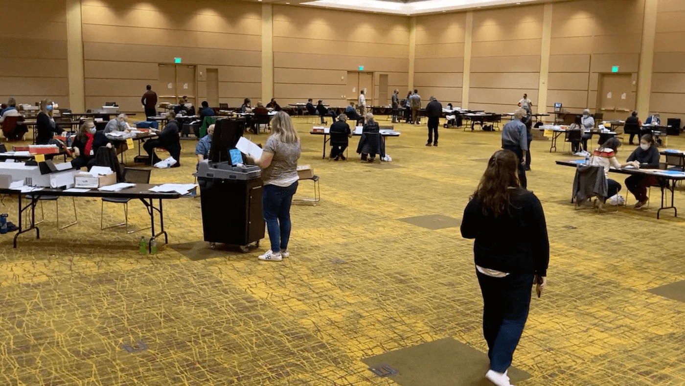 Green Bay's central count facility for absentee ballots at the KI Convention Center on Nov. 3, 2020.