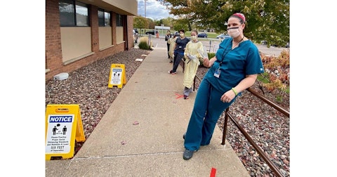 Nurses staff the COVID-19 testing site at Mayo Clinic Health System-Red Cedar in Menomonie. (Photo courtesy of Mayo Clinic Health System)