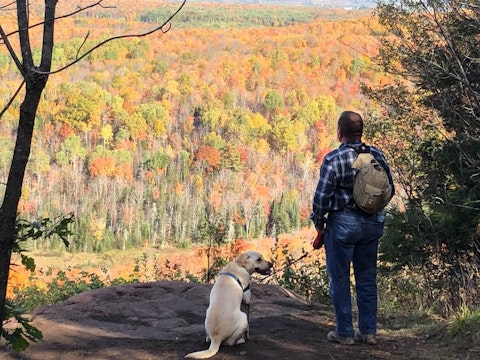 Darla Dernovsek submitted this photo of her husband Mike and their dog Sunny on a hike at St. Peter's Dome near Ashland.