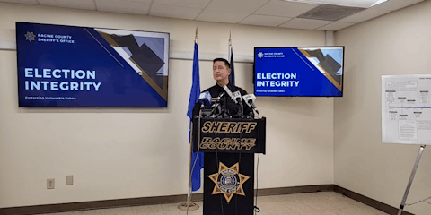 Racine County Sheriff Christopher Schmaling, a Republican, accused the Wisconsin Elections Commission of felony election fraud because last year it temporarily suspended a rule that could have prevented nursing home residents from voting due to nursing home COVID protocols. (Screenshot via Racine County Sheriff's Office/Facebook)