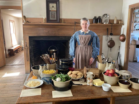 Culinary historian Susan Phelps, who selects the recipes from cookbooks published in 1796 and 1844, has created three menus of period dishes at the Wade House. (Photo by Susan Lampert Smith)
