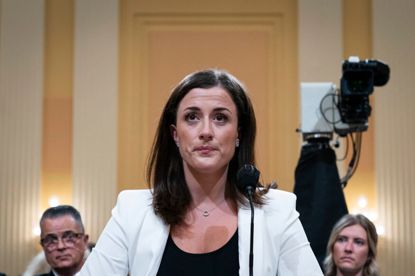 Cassidy Hutchinson, former aide to Trump White House chief of staff Mark Meadows, testifies to the House select committee investigating the Jan. 6 attack on the U.S. Capitol continues to reveal its findings of a year-long investigation, at the Capitol in Washington, Tuesday, June 28, 2022. (AP Photo/Jacquelyn Martin)