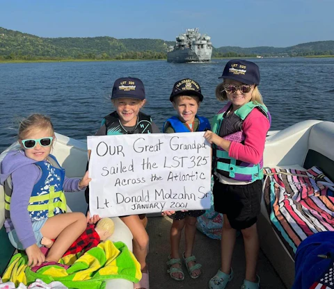 Michelle Powell's children, along with her nieces, were able to see the Navy vessel their great-grandfather helped bring back from Greece.
Photo courtesy Michelle Powell