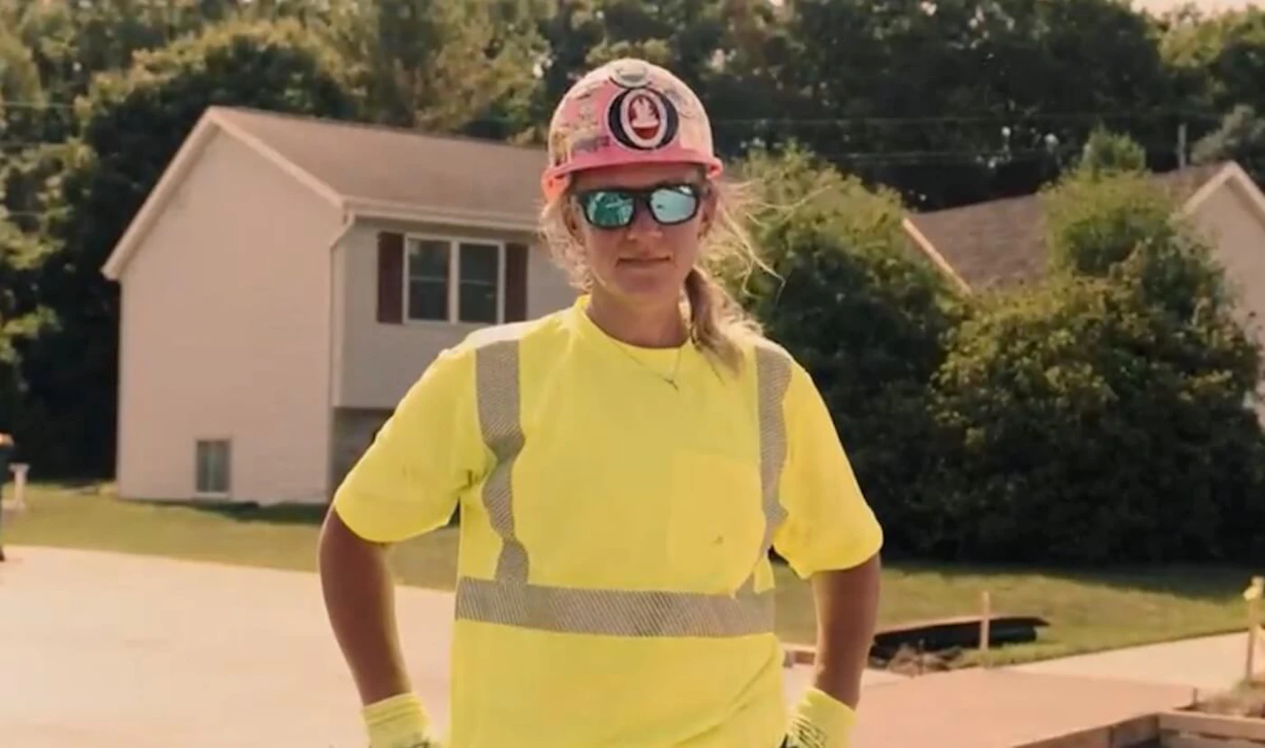 Kilah Engelke, a Milwaukee area cement mason, appears in a new ad from the Biden-Harris campaign that promotes the jobs created through the Bipartisan Infrastructure Law.