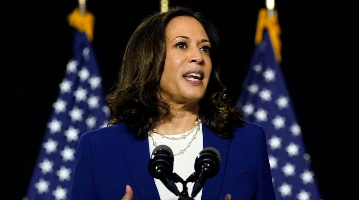 Sen. Kamala Harris, D-Calif., speaks after Democratic presidential candidate former Vice President Joe Biden introduced her as his running mate during a campaign event at Alexis Dupont High School in Wilmington, DE. (AP Photo/Carolyn Kaster)