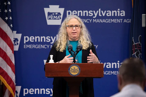 Pennsylvania Secretary of Health Dr. Rachel Levine speaks during a news conference in October. (Flickr/Office of Gov. Tom Wolf)