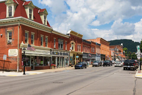 Downtown Coudersport in Potter County. The county is one of those that are struggling with their vaccination numbers.  (Shutterstock Photo/Nolichuckyjake)