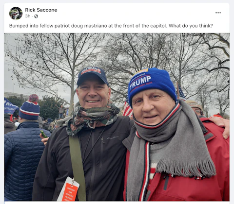 State Sen. Doug Mastriano and former state Rep. Rick Saccone, outside the US Capitol, Jan. 6, 2021 (Facebook screen grab).