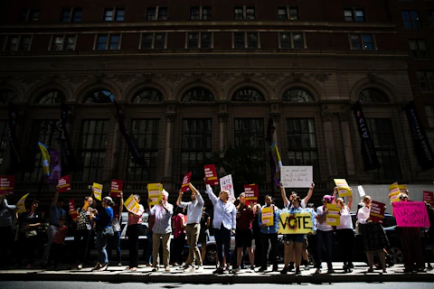Women's rights advocates demonstrate against recent abortion bans in Philadelphia. (AP Photo/Matt Rourke)