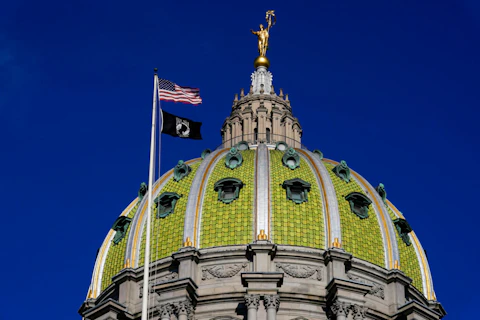 The Pennsylvania Capitol is shown  Tuesday, Feb. 8, 2022, in Harrisburg, Pa. Lawmakers overwhelmingly passed the main Pennsylvania state budget bill on Friday, July 8, 2022, more than a week after it was due — a plan fattened by federal stimulus cash and unusually robust state tax collections. (AP Photo/Matt Rourke)