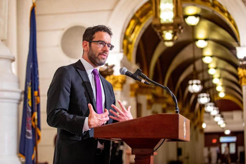 State Rep. Mike Schlossberg (D-Lehigh) speaks at a Suicide Prevention Awareness Month event at the State Capitol in Harrisburg on Sept. 19, 2022. (Photo: Pennsylvania House of Representatives)