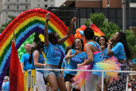 People dance on a parade float during the annual Pride Day Parade, Sunday June 8, 2014, in Philadelphia.   (AP Photo/ Joseph Kaczmarek)