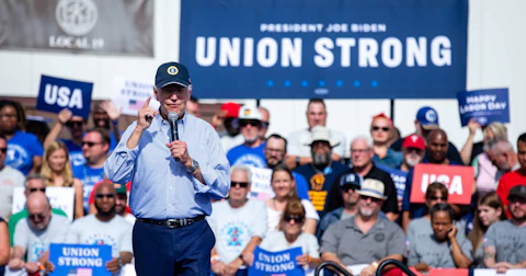 President Joe Biden rallied with hundreds of Philadelphia area union members at a Labor Day Rally in South Philadelphia on Monday, Sept. 5, 2023. (Photo: Sean Kitchen)