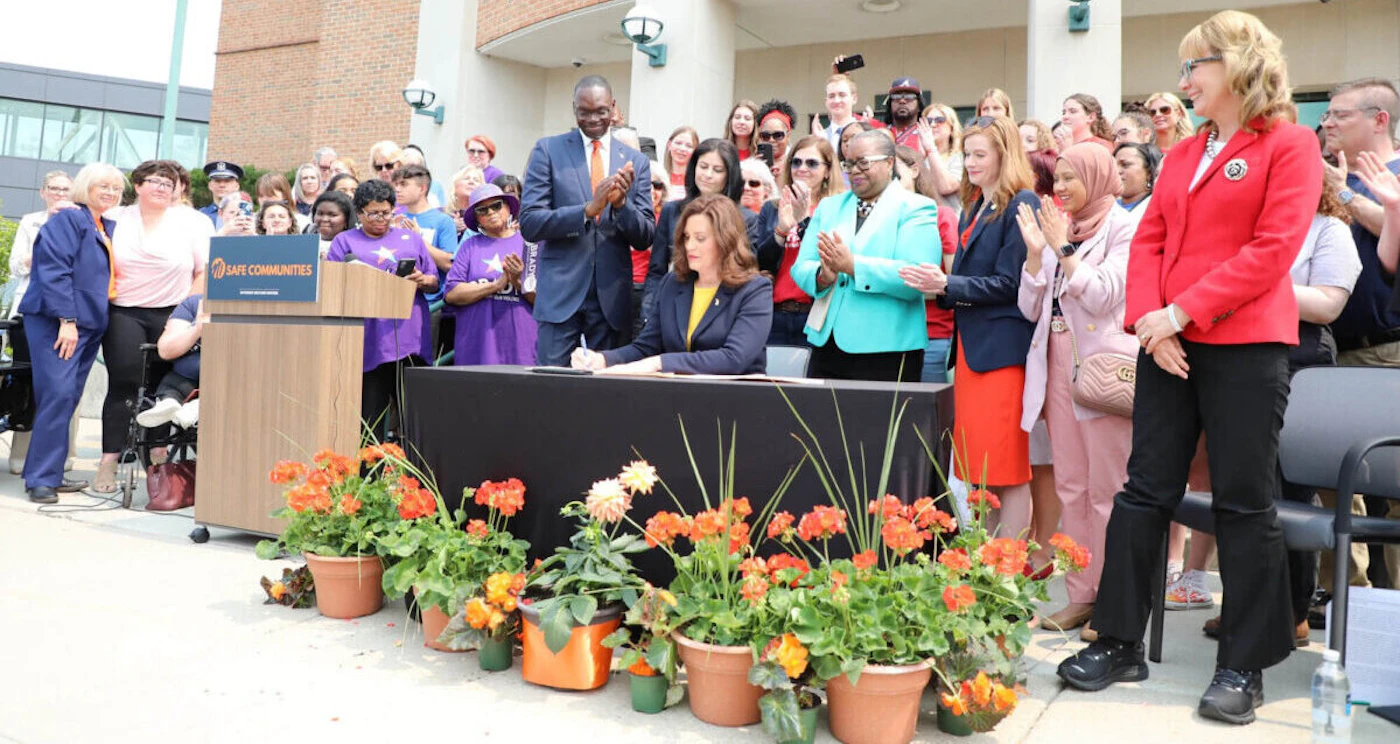 Gov. Gretchen Whitmer signs legislation to enact extreme risk protection orders in Michigan.